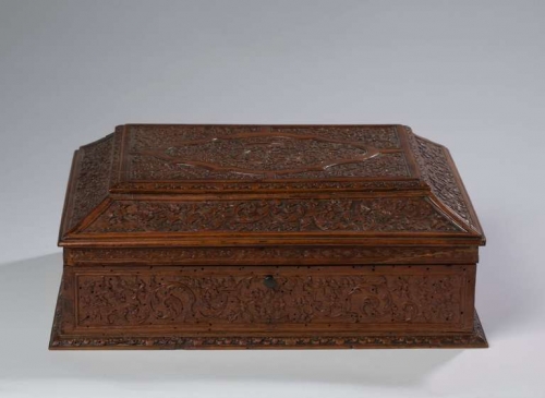 A Louis XIV Fruitwood Casket with Armorial, Attributed to Cesar Bagard
